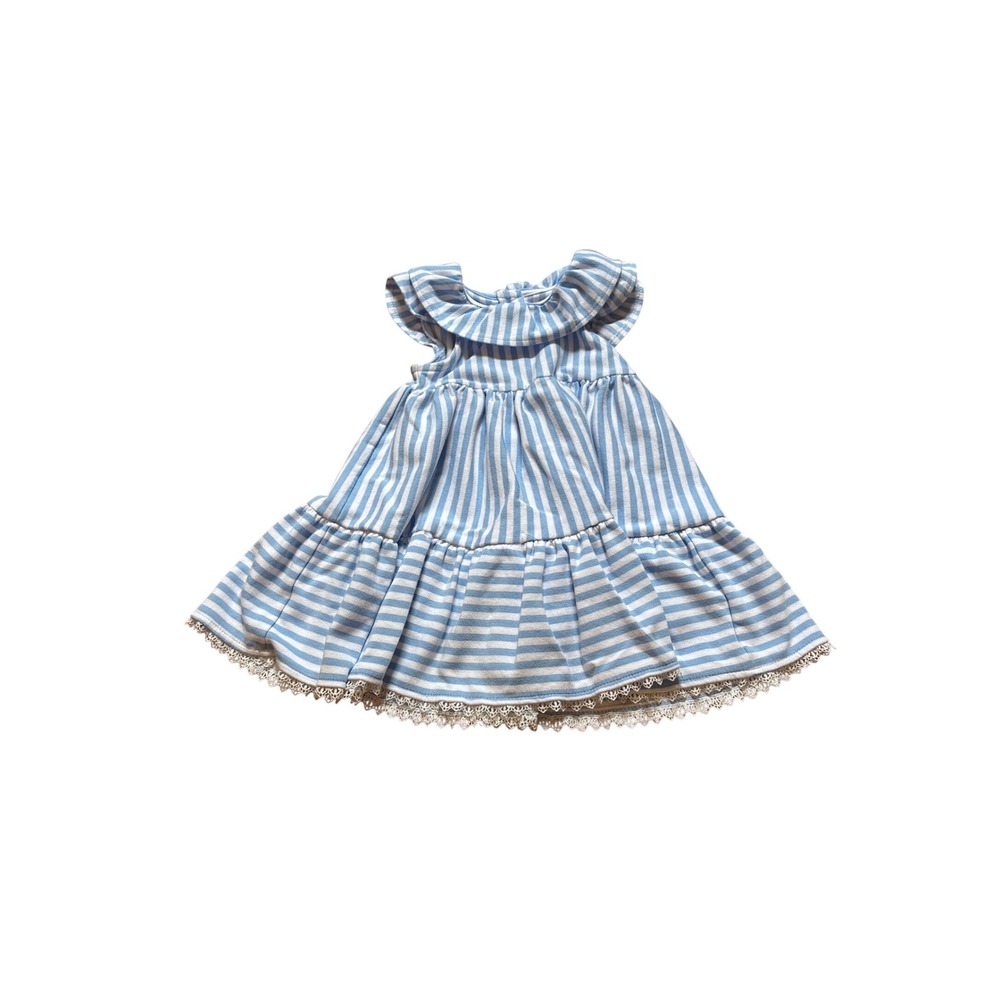 Tommy Bahama Striped Dress Kids Blue Coastal Tiered Lace Trim SIZE 3T